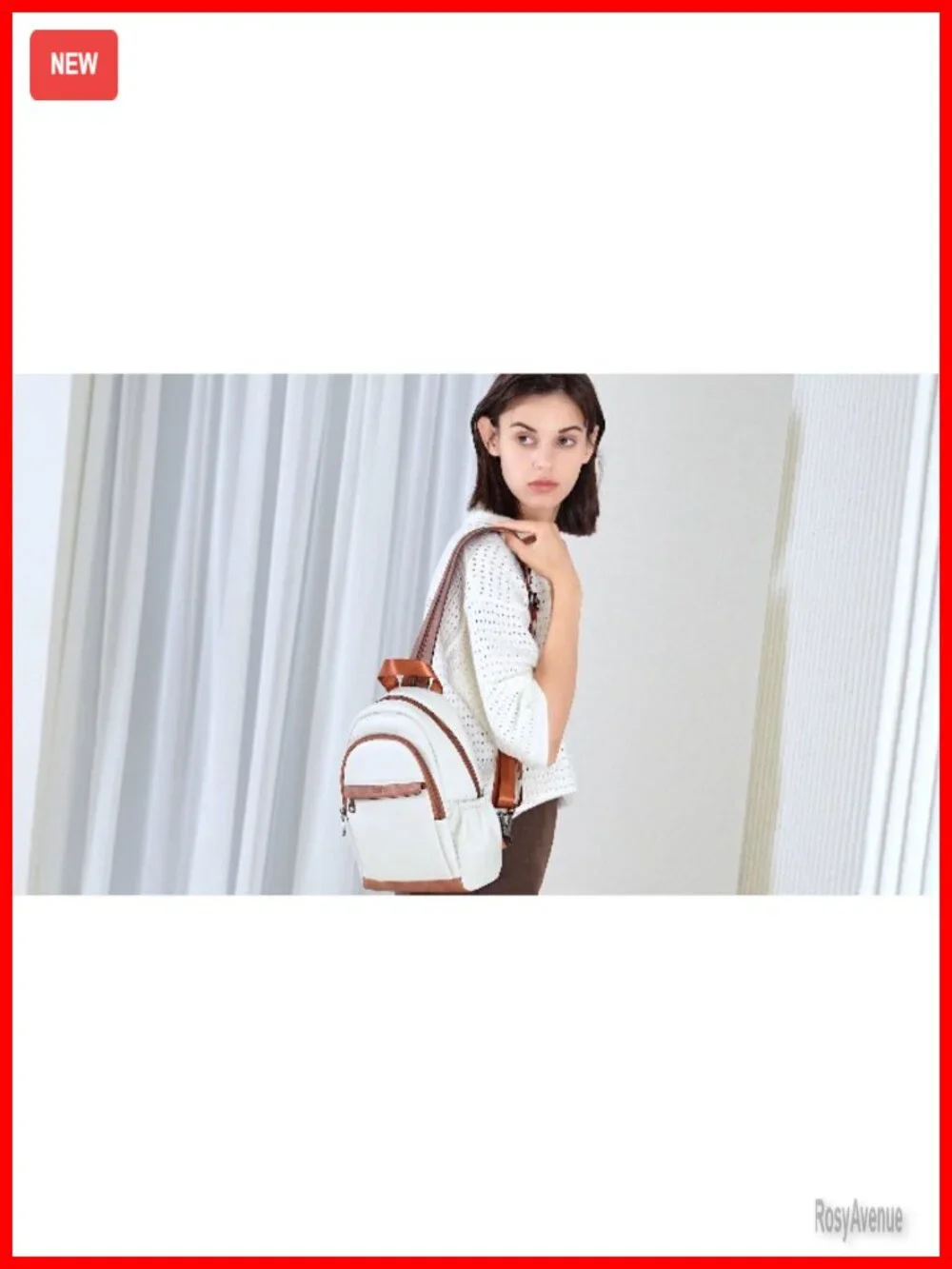 Convertible PU Leather Sling Backpack Crossbody Bag Travel Purse